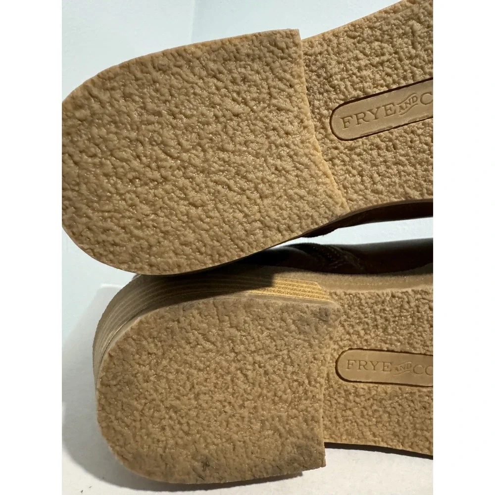 Frye & Co ILISHA Stacked Heel Boot Tan Ankle Side Zip Womens 6M See Desc*